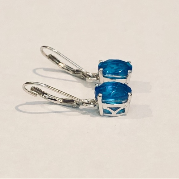 Swiss Blue Topaz Sterling Silver Dangle Earrings - Picture 4 of 5